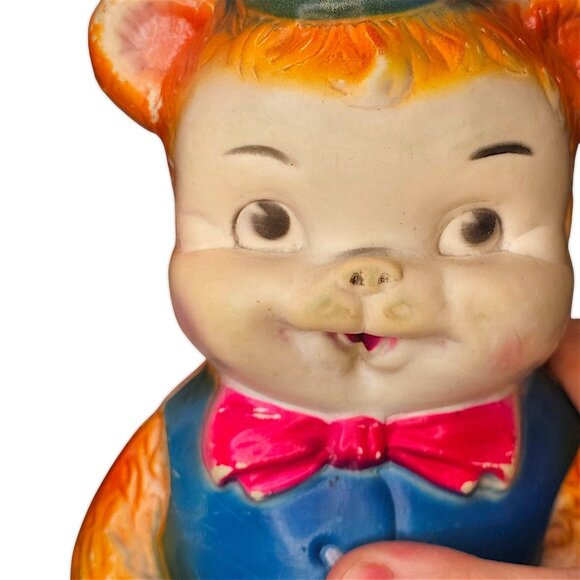 VTG 1960s Rubber Squeaker Circus Bear 8" Germany STILL SQUEAKS Kitschy Toy - Picture 4 of 15